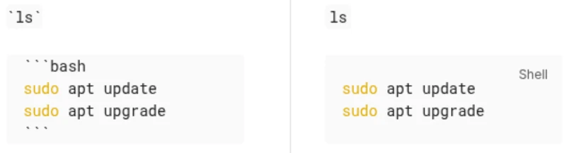 Markdown記法のコードブロックのサンプル画像