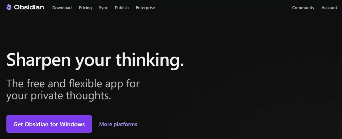 obsidianの公式ホームページの画像
