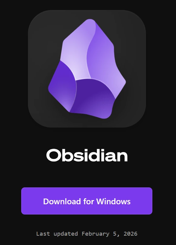 windows版のobsidianのインストーラーをダウンロードする画面の画像