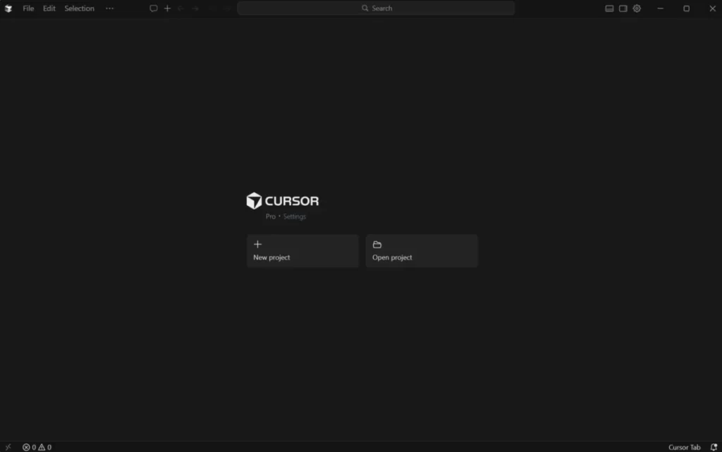 Cursorにログインして、Cursorが起動した画面の画像
