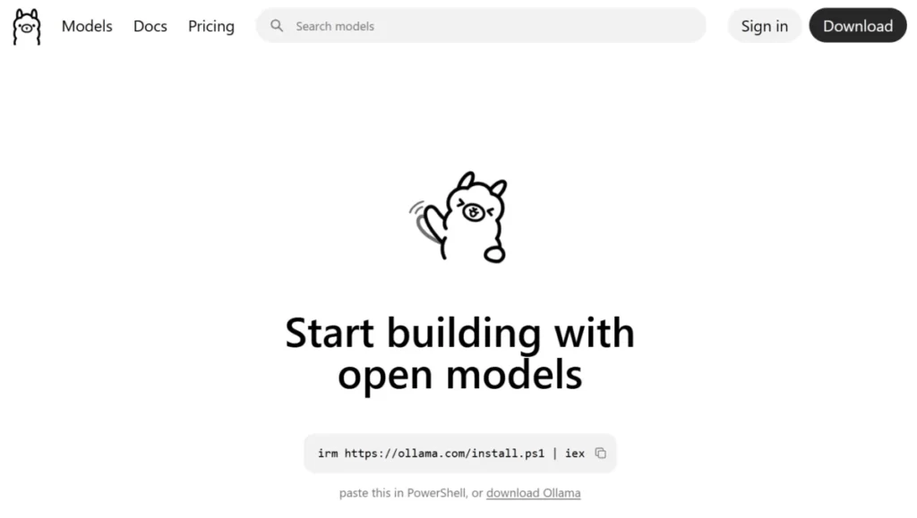 Ollamaのホームページの画像