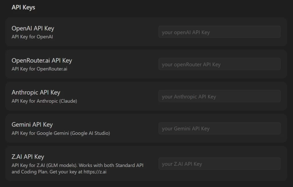 ChatGPT MDのオプションでAPIキーを設定する画面の画像